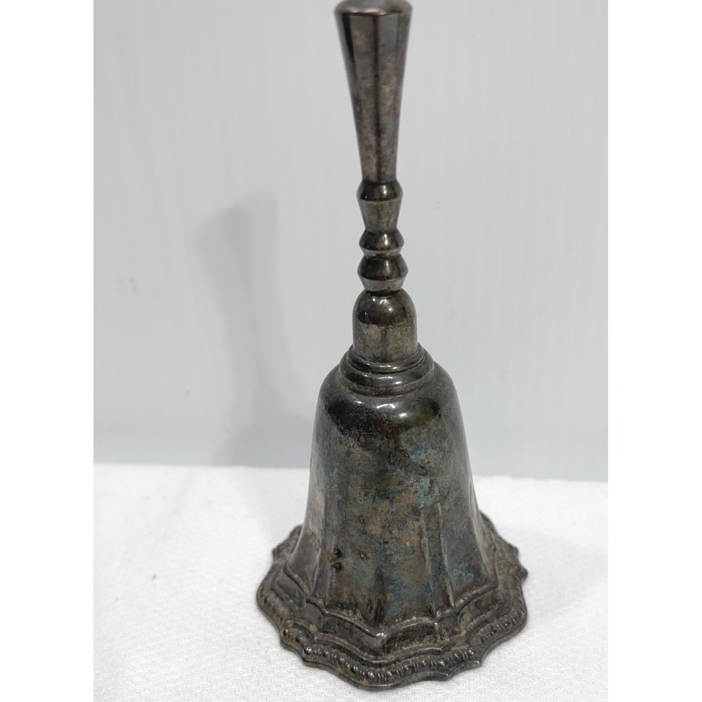 Vintage Avon Silverplate Hand Bell Scalloped Fluted Base Tarnished Patina 5.25"